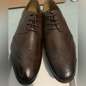 Brown lace up leather dress shoes - River Island